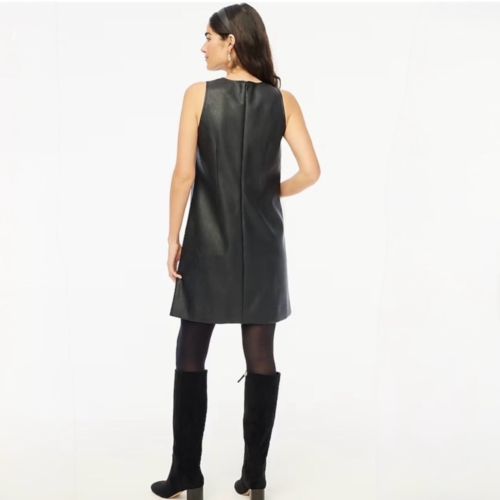 J. Crew Factory Black Faux Leather Mini Shift Dress, SZ 2 NWT 🏷️ - Picture 2 of 10